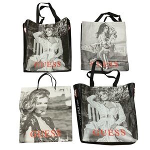 GUESS Limited Edition Shopping Reusable Tote Bags Bundle of 4 Jennifer Lopez